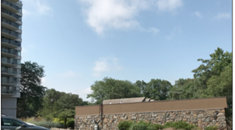 View of building on Lot 3 looking west from parking area